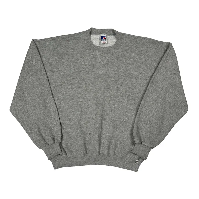 Blank Russell Athletic Sweatshirt - XL Grey Cotton Blend