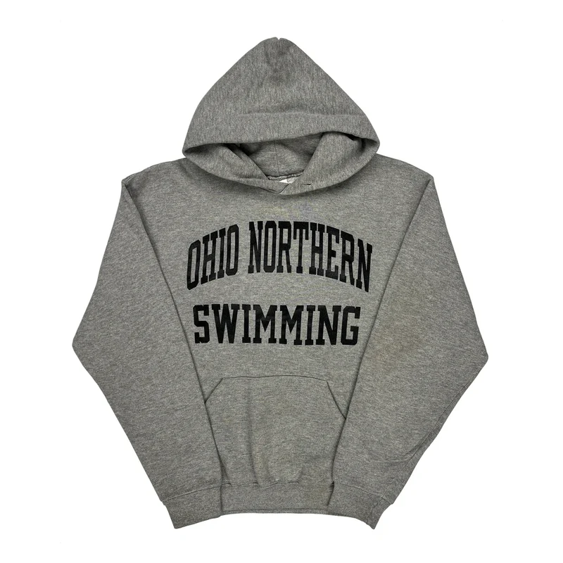 Ohio Northern Swimming Russell Athletic College Hoodie - Medium Grey Cotton Blend