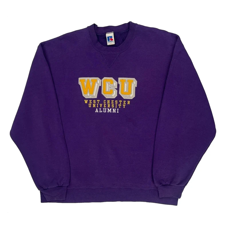 West Chester University Alumni Russell Athletic College Sweatshirt - Large Purple Cotton