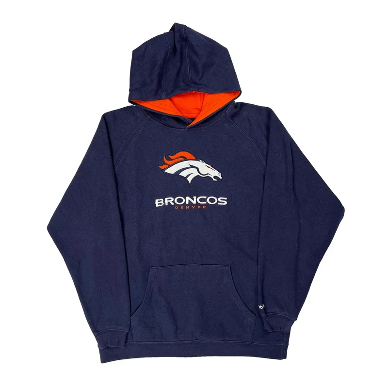 Denver Broncos Reebok Nfl Hoodie - Large Navy Cotton