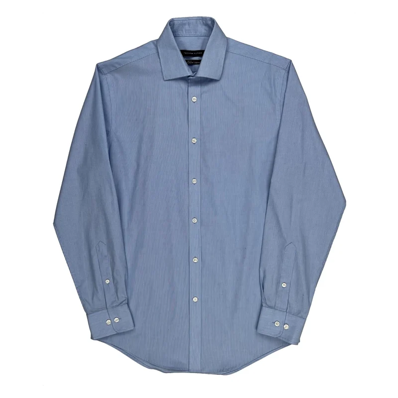 Tommy Hilfiger Pinstripe Shirt - Small Blue Cotton