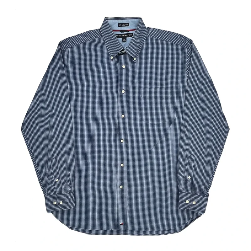 Tommy Hilfiger Checked Shirt - Large Blue Cotton