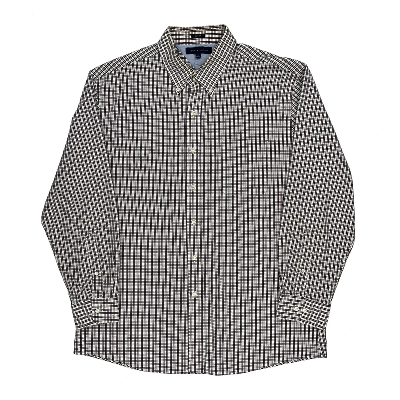 Tommy Hilfiger Checked Shirt - XL Brown Cotton