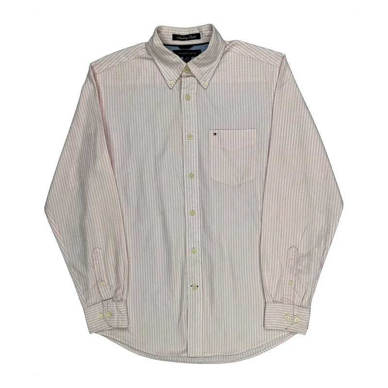 Tommy Hilfiger Striped Shirt - Small Pink Cotton
