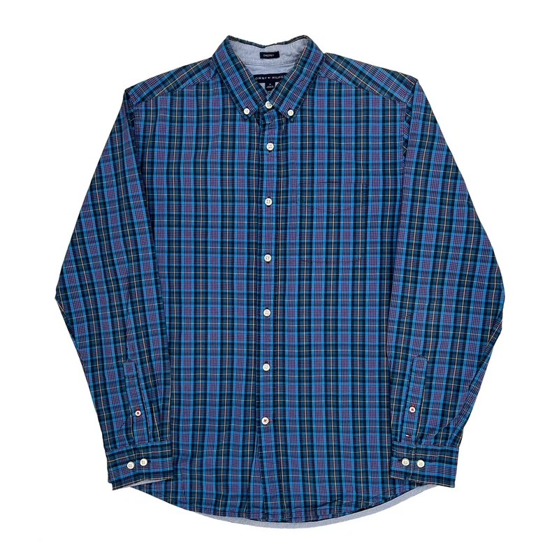 Tommy Hilfiger Checked Shirt - Medium Blue Cotton