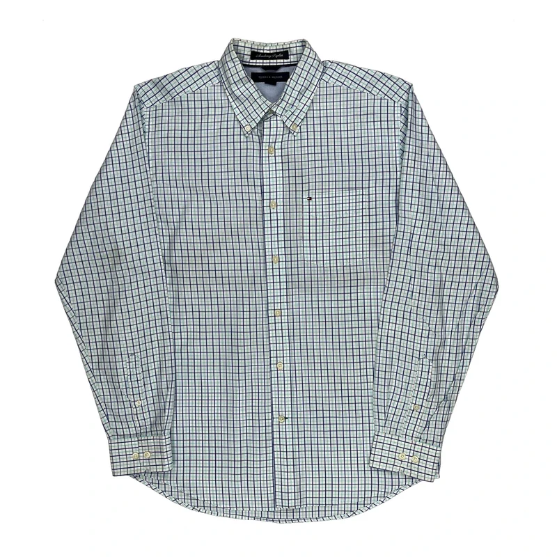 Tommy Hilfiger Checked Shirt - Medium Blue Cotton