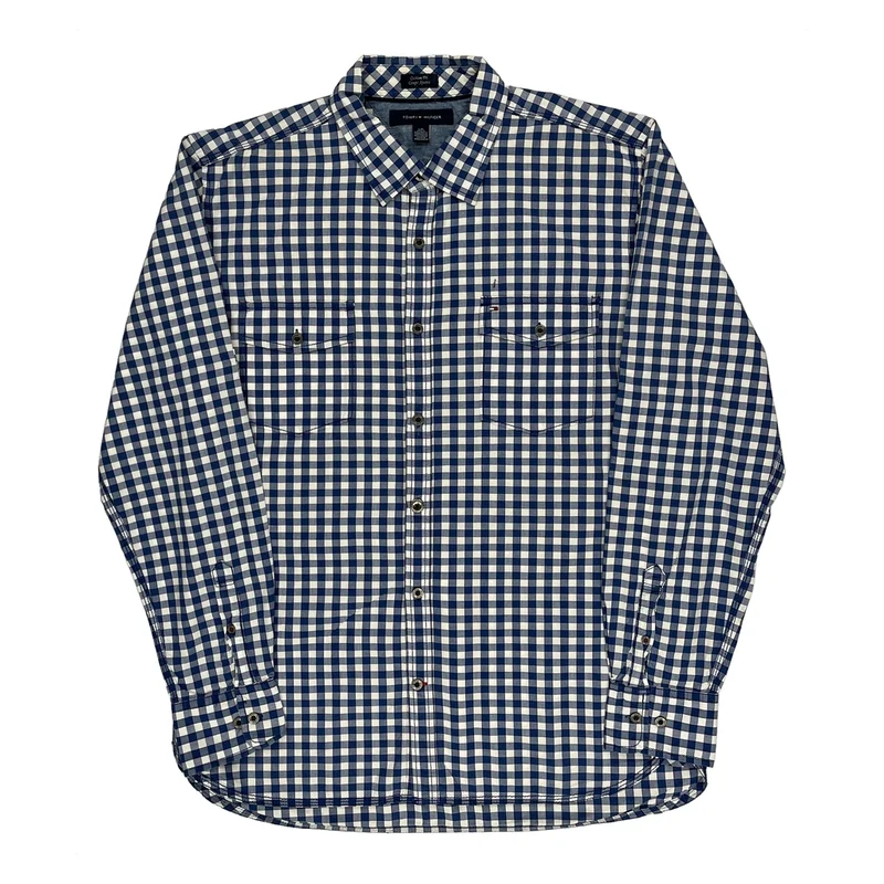 Tommy Hilfiger Checked Shirt - Large Blue Cotton