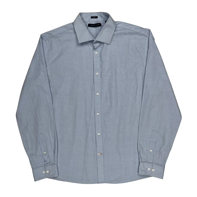 Tommy Hilfiger Slim Fit Shirt - Large Blue Cotton