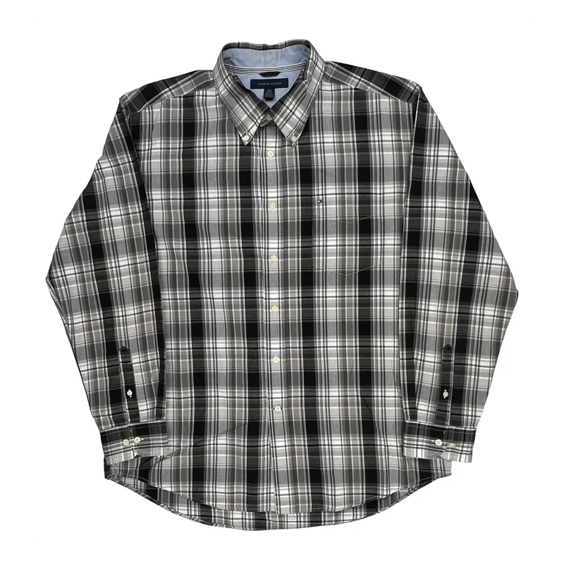 Tommy Hilfiger Checked Shirt - XL Black Cotton