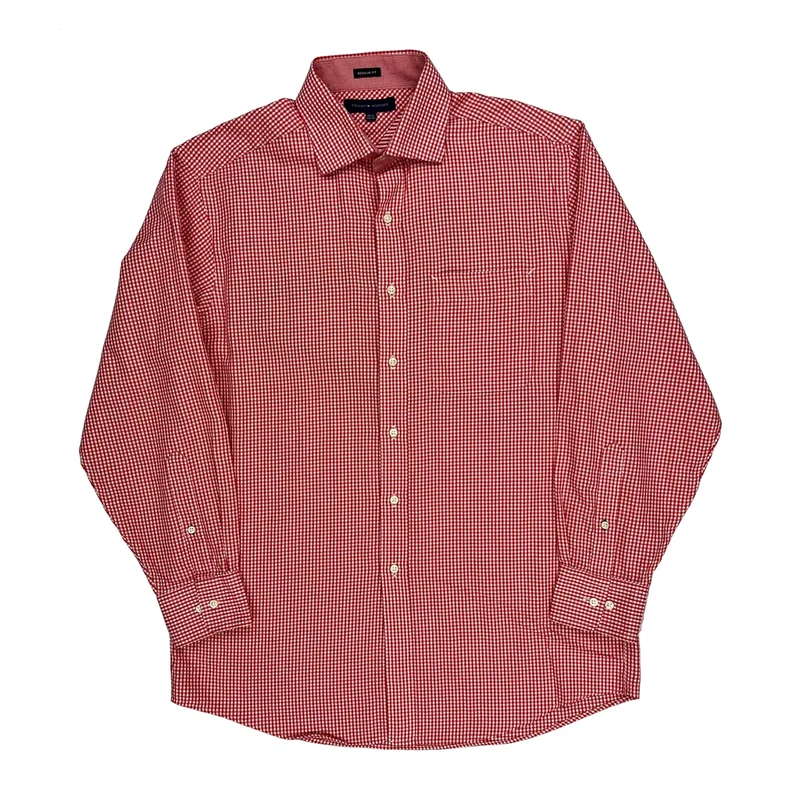 Tommy Hilfiger Checked Shirt - Medium Red Cotton