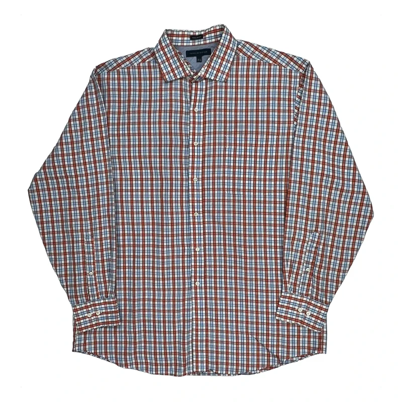 Tommy Hilfiger Checked Shirt - Large Red Cotton