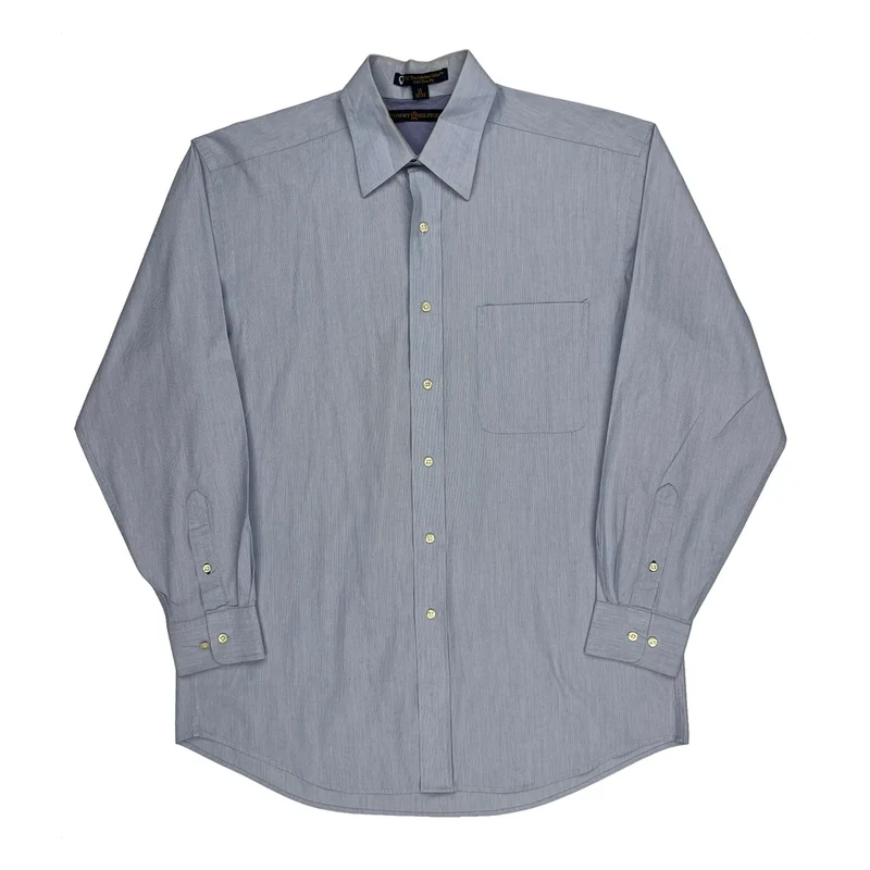 Tommy Hilfiger Pinstripe Shirt - Medium Blue Cotton