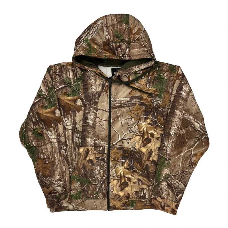 Realistic Camo Pattern Red Head Camo Hoodie - Large Brown Polyester