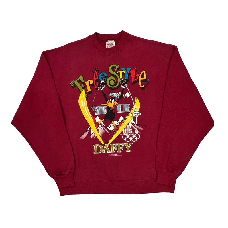 USA Olympics Hanes Cartoon Sweatshirt - XL Red Cotton Blend