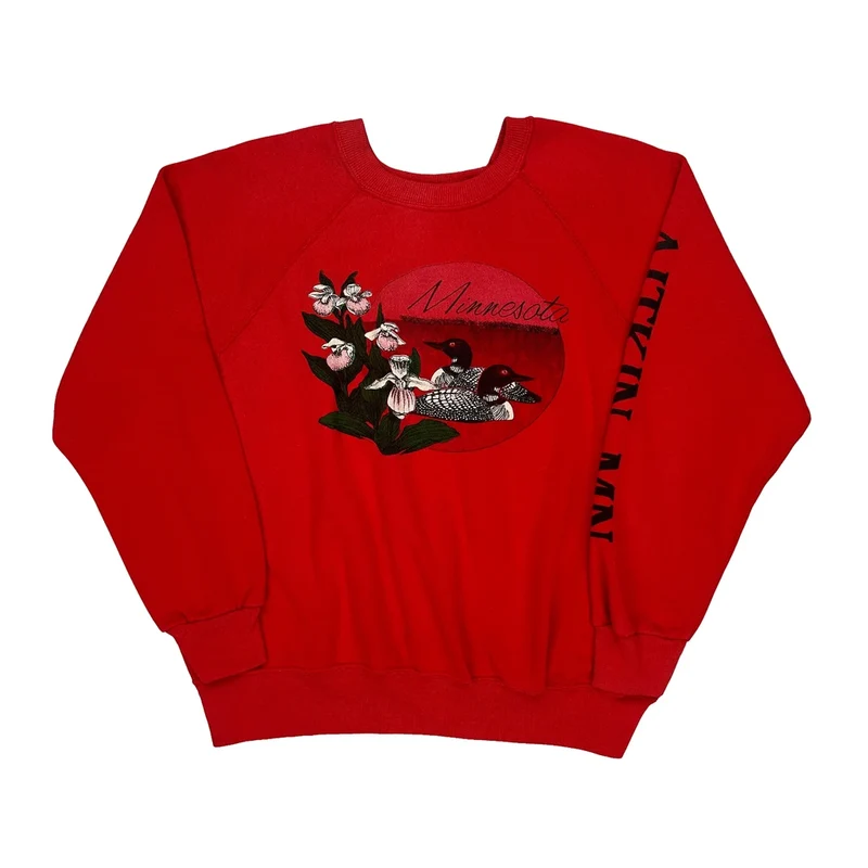 Minnesota Unbranded Graphic Sweatshirt - Medium Red Cotton