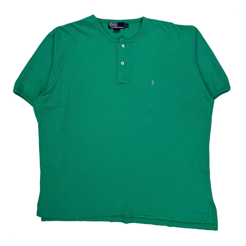 Polo By Ralph Lauren Henley Polo Shirt - XL Green Cotton