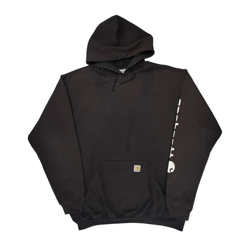 Carhartt Spellout Hoodie - XL Black Cotton Blend