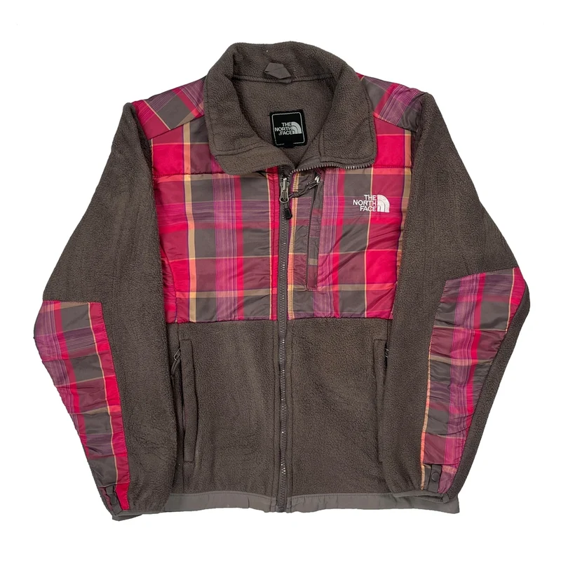 The North Face Checked Denali Fleece Jacket - Small Gray Polyester