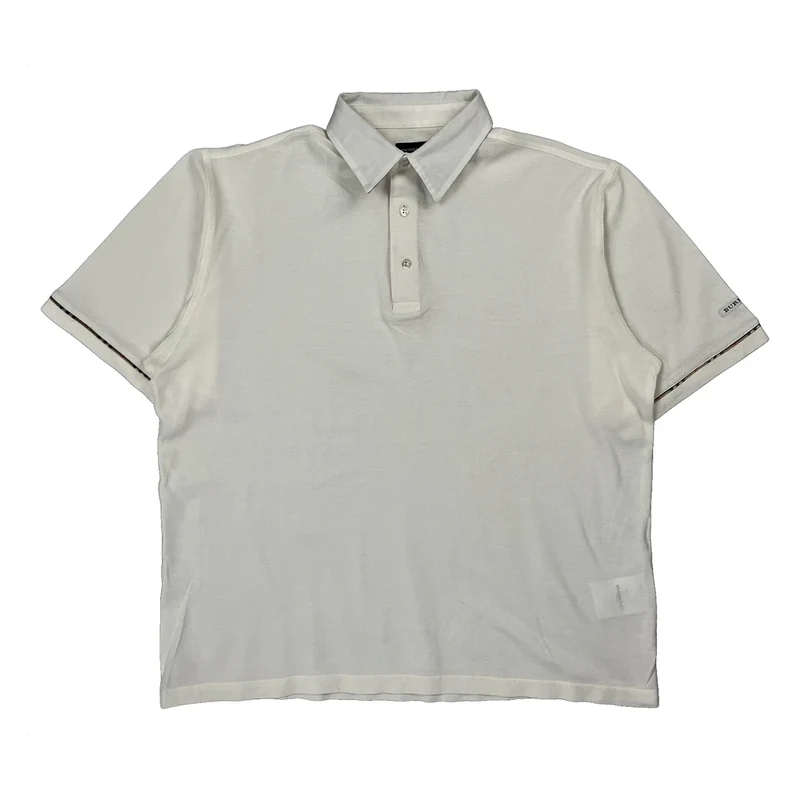 Burberry Golf Polo Shirt - Medium White Cotton
