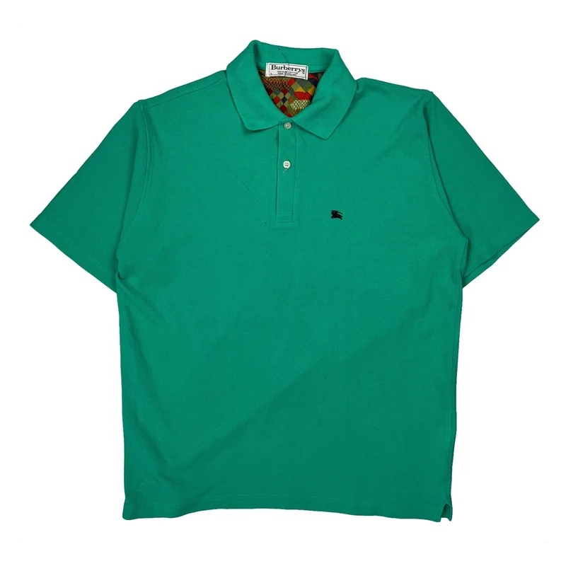 Burberry Polo Shirt - Large Green Cotton