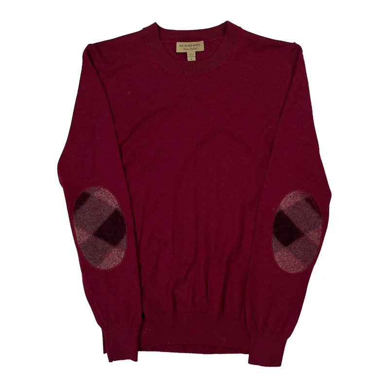 Burberry Checked Sweater - Medium Red Wool