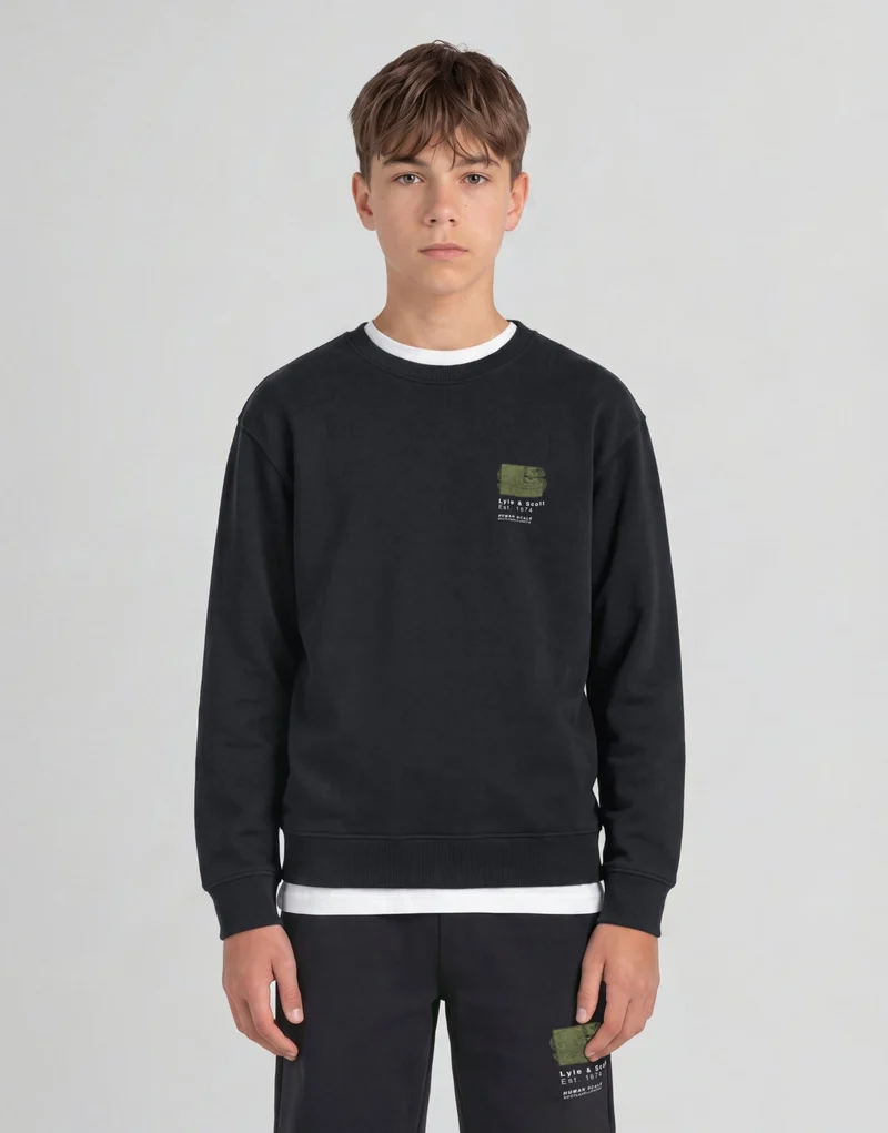 Half Tone Monogram Graphic Crew Neck Sweatshirt