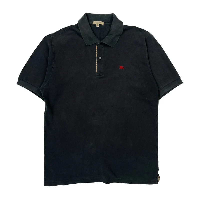 Burberry Polo Shirt - Medium Black Cotton