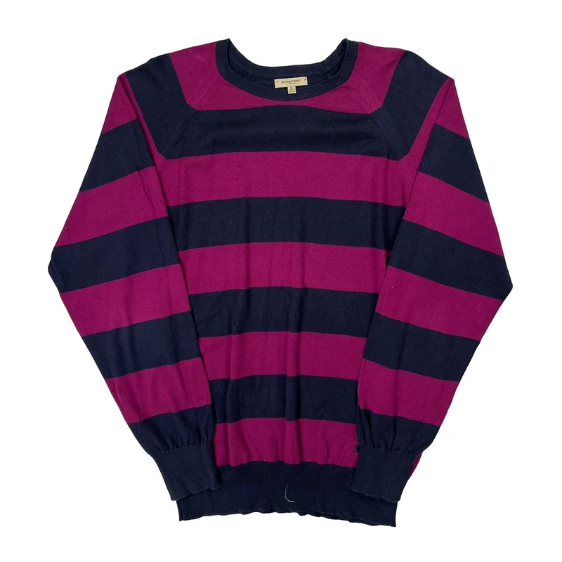 Burberry London Striped Sweater - XL Navy Cotton