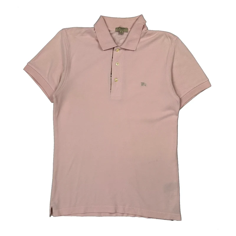 Burberry Slim Fit Polo Shirt - Small Pink Cotton