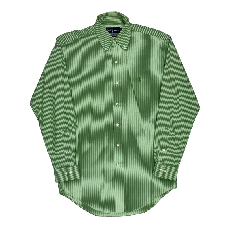 Ralph Lauren Striped Shirt - Small Green Cotton