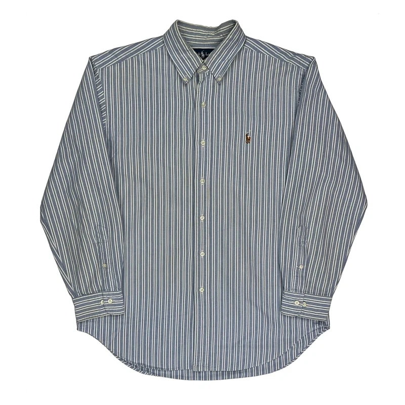 Ralph Lauren Striped Shirt - Large Blue Cotton