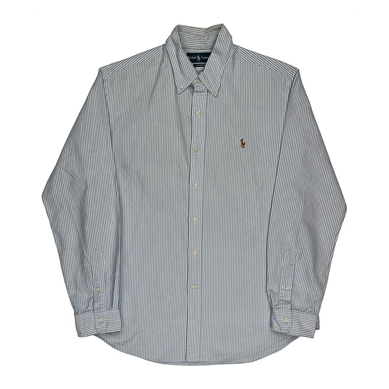 Ralph Lauren Striped Shirt - Large Blue Cotton