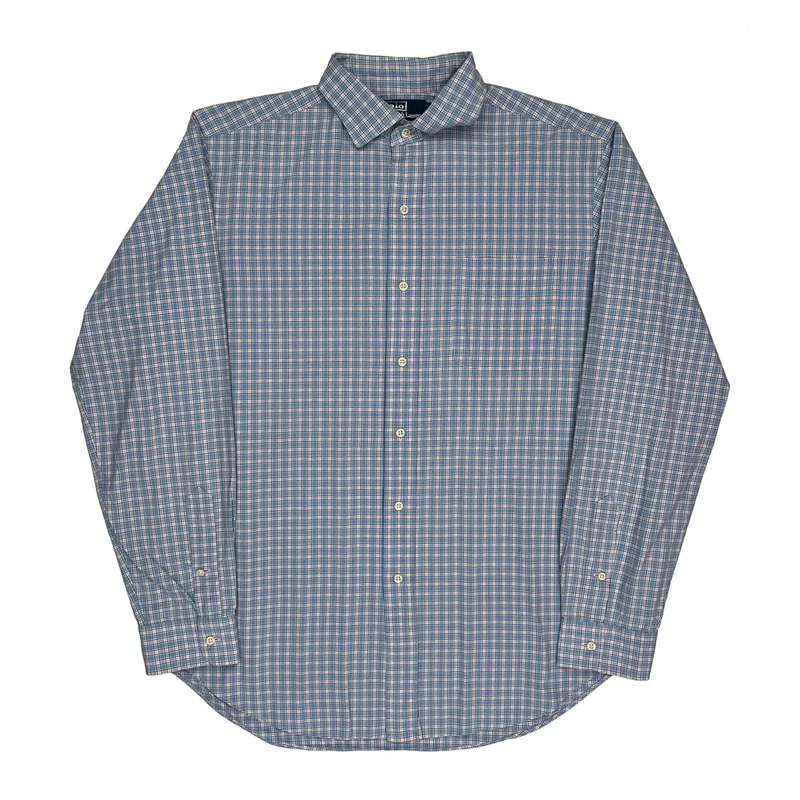 Westerton Polo By Ralph Lauren Checked Shirt - Large Blue Cotton
