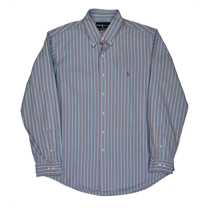Ralph Lauren Striped Shirt - Large Blue Cotton