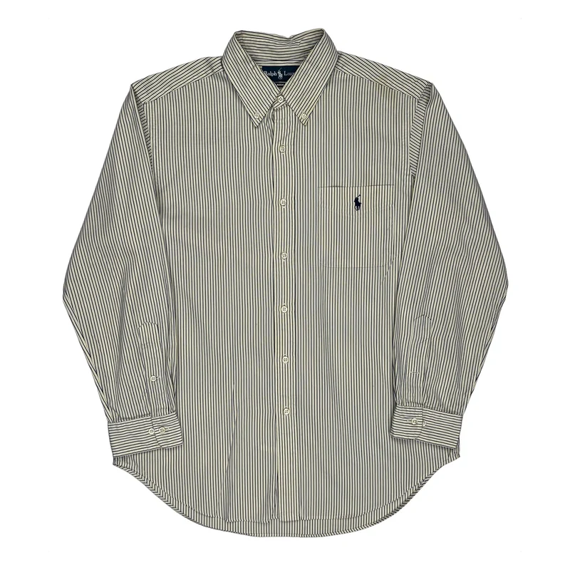 Ralph Lauren Striped Shirt - Large Beige Cotton