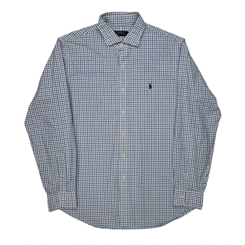 Polo By Ralph Lauren Checked Shirt - Large Blue Cotton