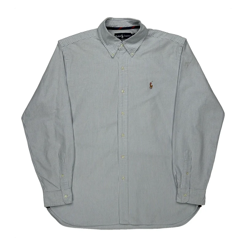 Ralph Lauren Striped Shirt - Large Blue Cotton