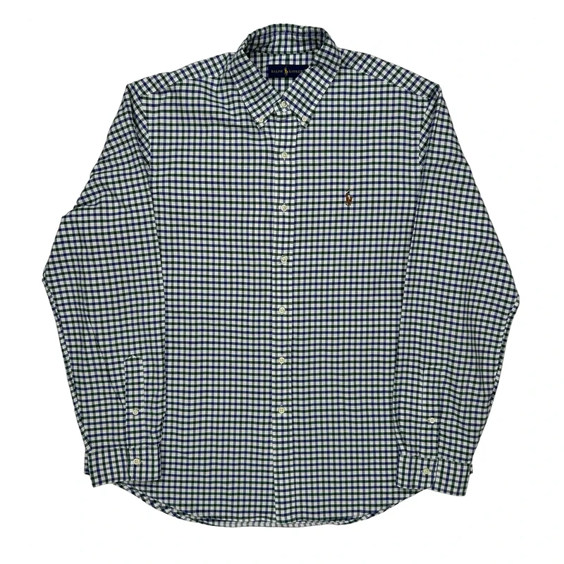 Ralph Lauren Checked Shirt - XL Blue Cotton