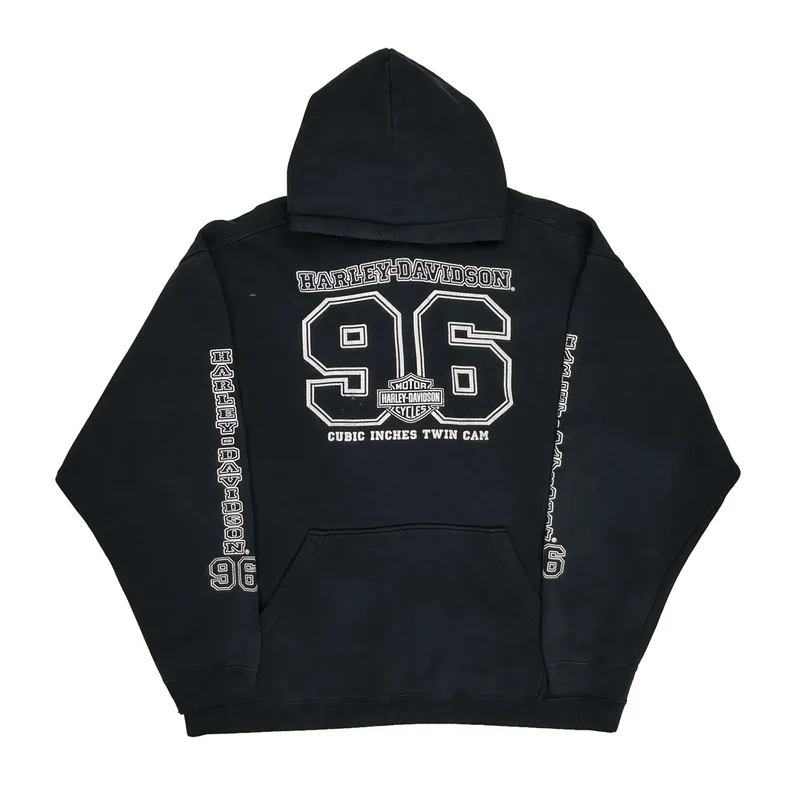 Edmonton Harley Davidson Graphic Hoodie - XL Black Cotton