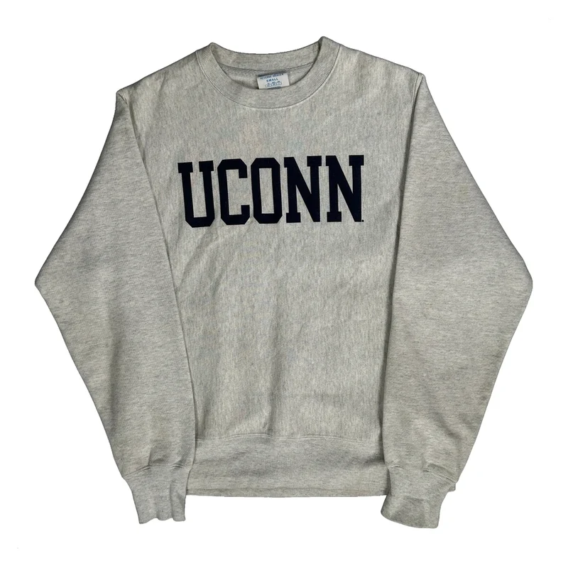Reverse Weave Champion Uconn Sweatshirt - Small Grey Cotton Blend