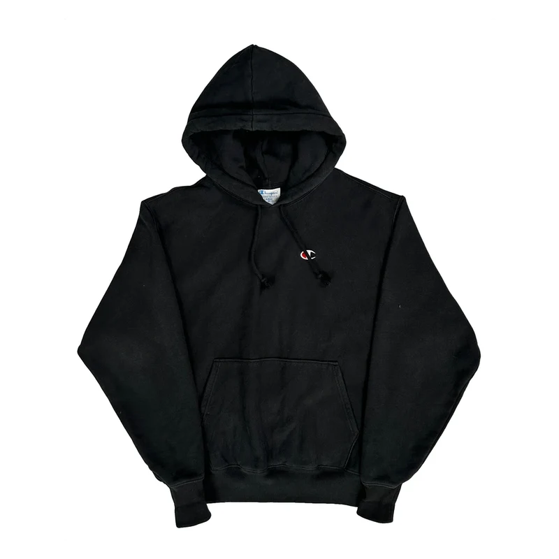 Reverse Weave Champion Hoodie - Large Black Cotton