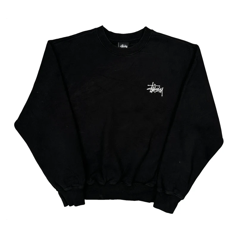Stussy Spellout Sweatshirt - Small Black Cotton