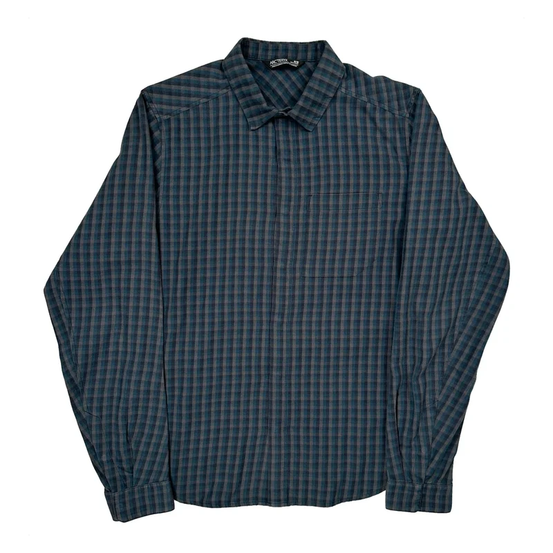 Arc''Teryx Checked Shirt - Medium Blue Cotton