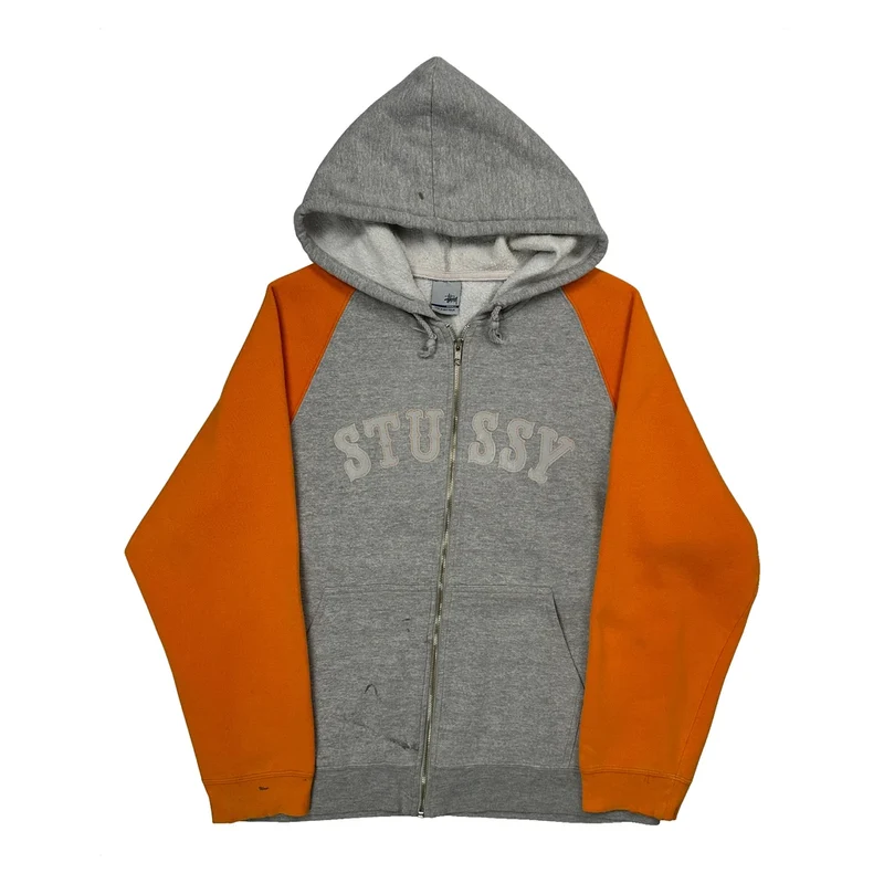 Stussy Spellout Hoodie - Small Gray Cotton