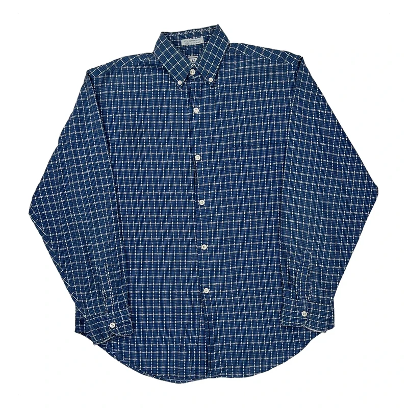 Yves Saint Laurent Checked Shirt - Small Blue Cotton