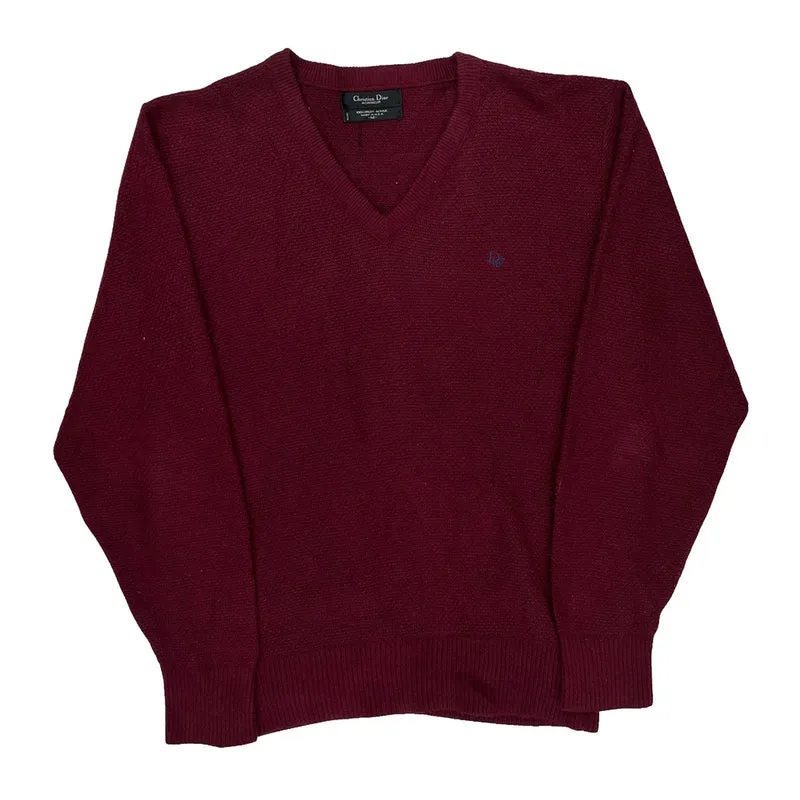 Made In USA Christian Dior Sweater - Medium Burgundy Acrylic