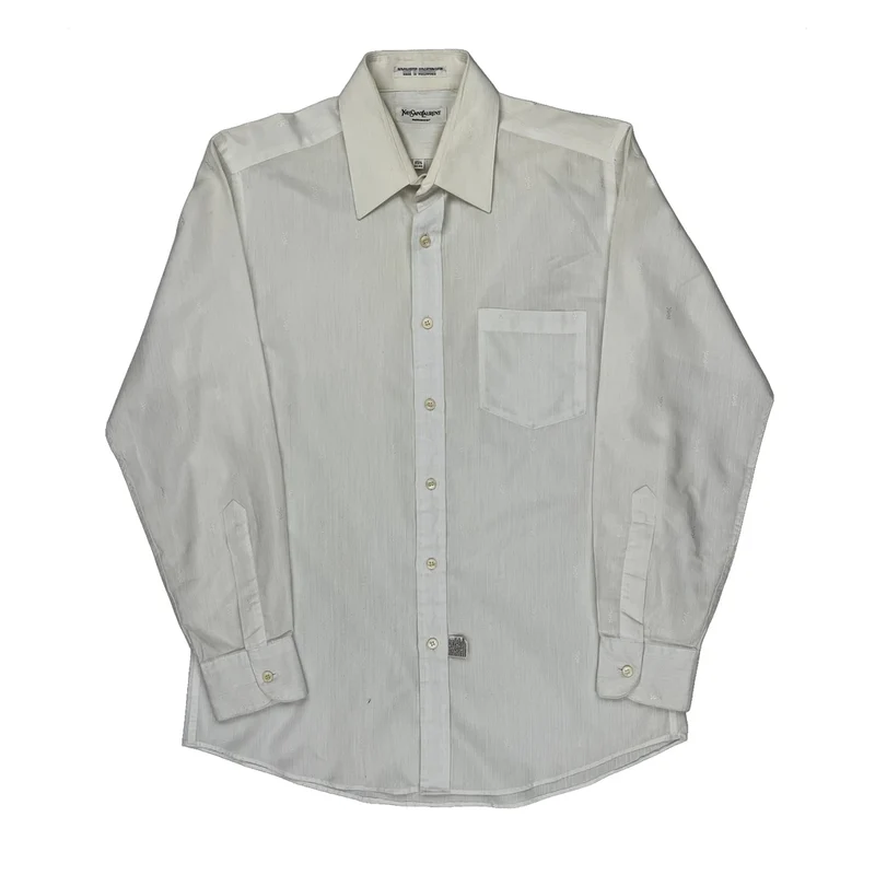 Yves Saint Laurent Shirt - Medium White Polyester Blend