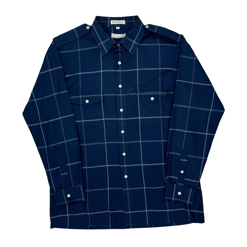 Christian Dior Checked Shirt - Large Blue Polyester Blend