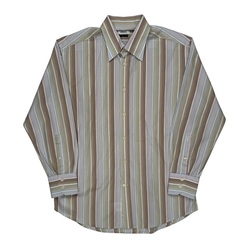 Versace Striped Shirt - Medium Multicoloured Cotton