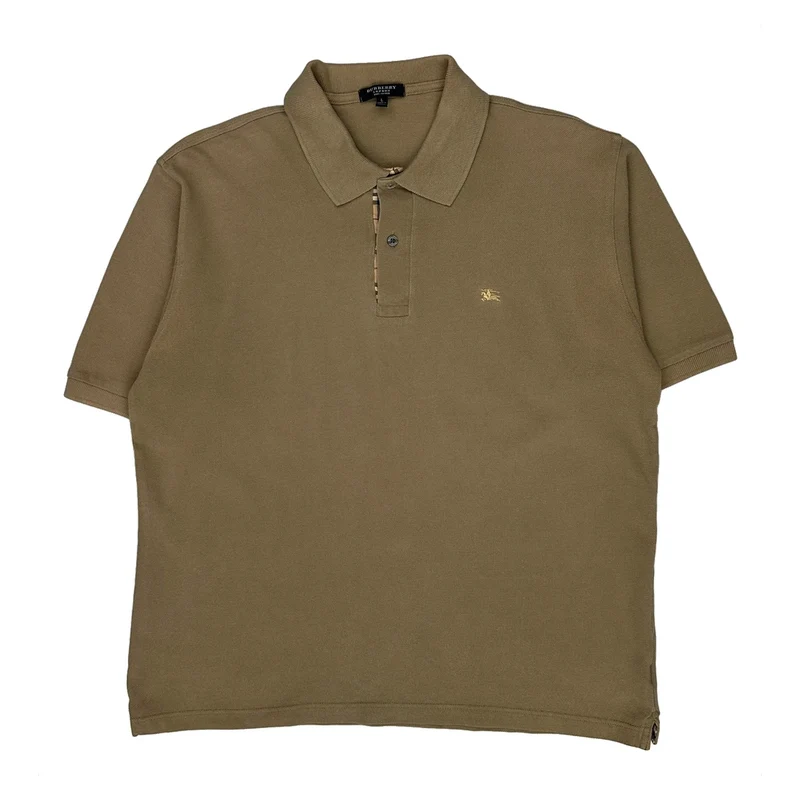 Burberry London Polo Shirt - Large Khaki Cotton